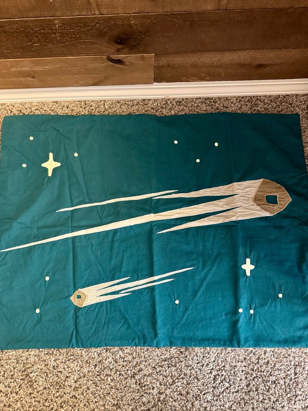 Crate&Barrel Teal and Cream Meteor Shower Pillow Sham